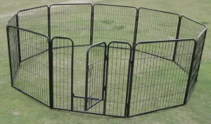 10-Panel Tall Metal Pet Playpen with Barn Door System