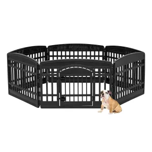 6-Panel Pet Playpen with Door - Black