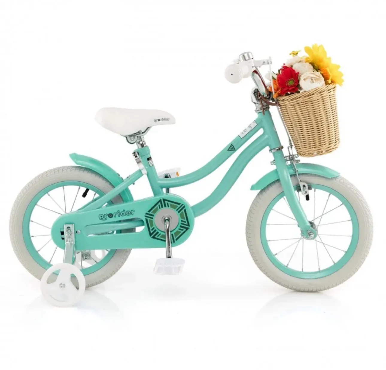 Adorable & Cute 14” Children’s Adjustable Bicycle Pedal Bike | Removable Training Wheels | Ages 3-5 | Bell | Basket | Adjustable Seat, Handlebar | Brakes | Easy Assembly