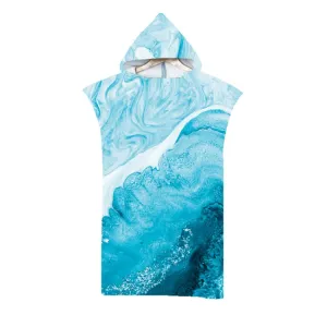 Adult Hooded Bath Towel Fine Fiber Beach Quick Dry Bathrobe, Size: 110x75cm(Light Color Waves)