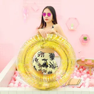 All-transparent Sequined Swimming Ring,Diameter: 70cm (Gold)