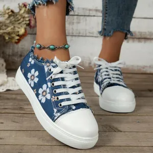 AMOZAE- -  Printed Low Cut Canvas Sneakers