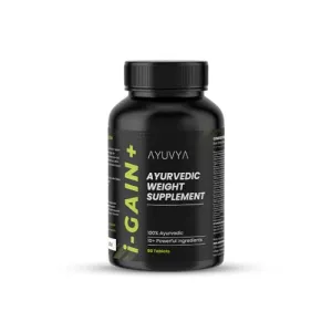 Ayuvya i-Gain  Ayurvedic Weight Gainer| Helps in Increasing Muscle Mass & Strength | Herbal & Natural, Weight Gain Tablets | New & Improved Formula | 100% Ayurvedic | 90 Tablets