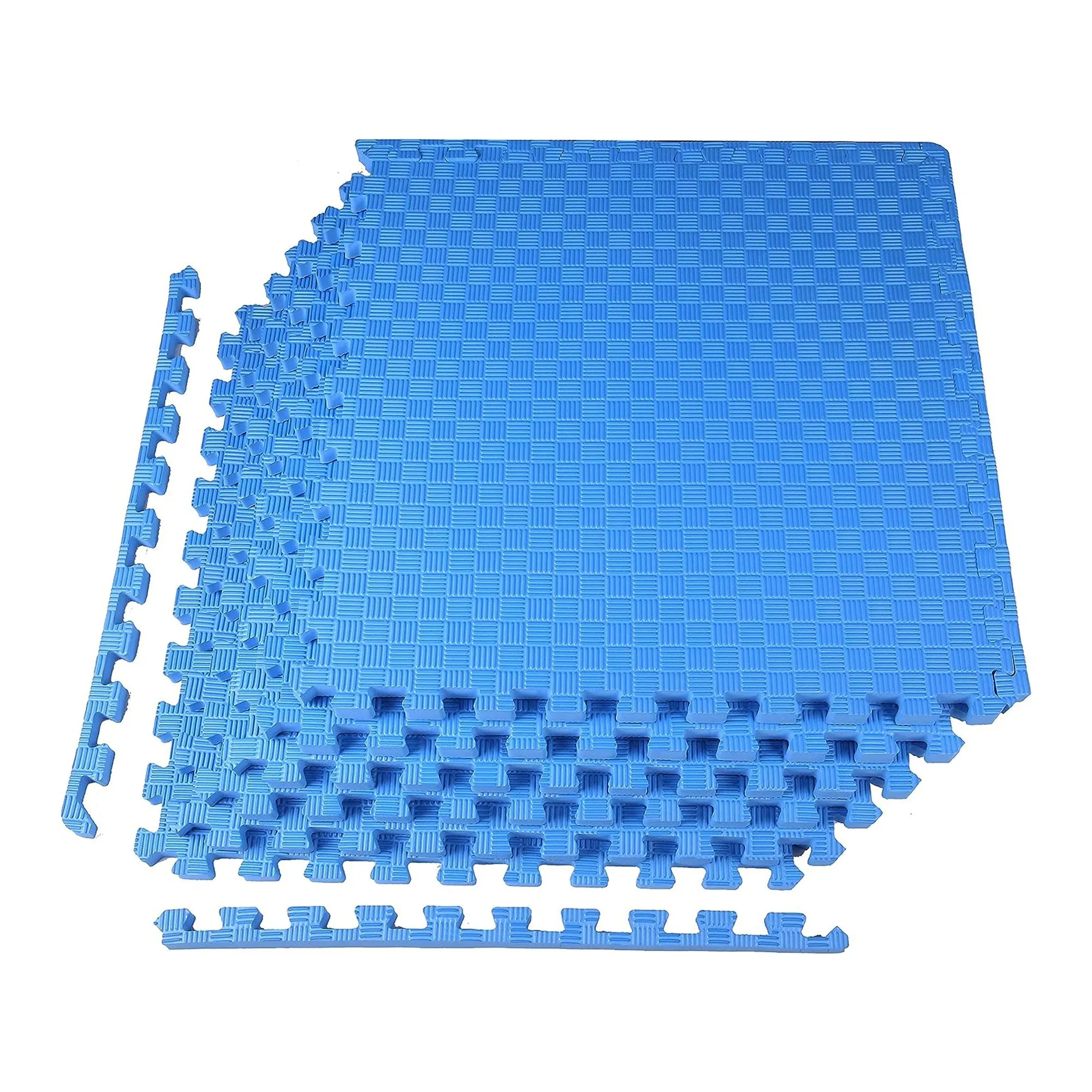 BalanceFrom Fitness 144 Sq Ft Interlocking EVA Foam Exercise Mat Tiles, Blue