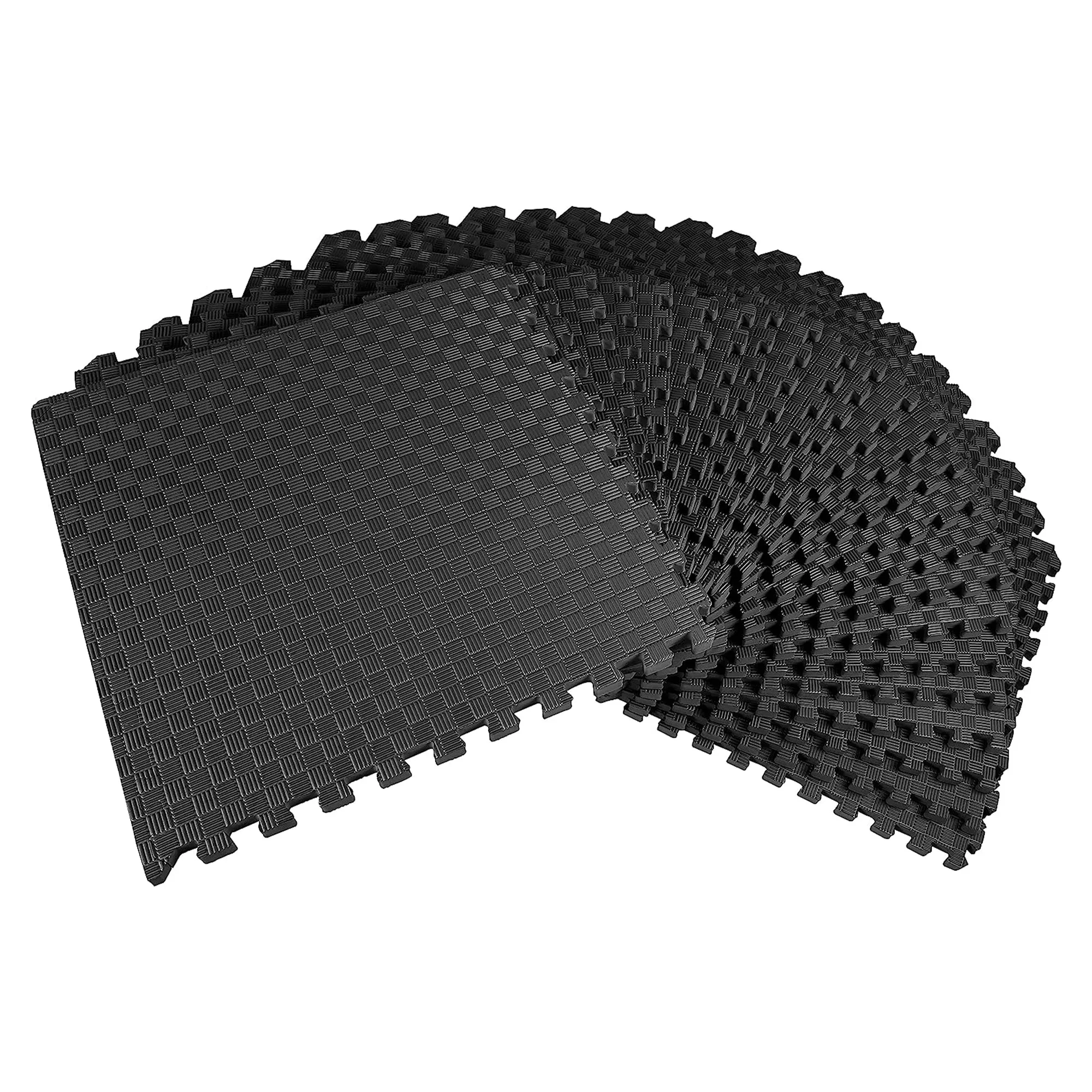 BalanceFrom Fitness 72 Sq Ft Interlocking EVA Foam Exercise Mat Tiles, Black