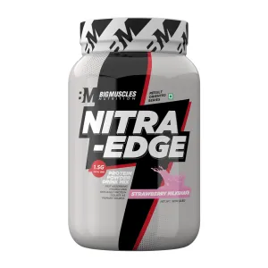 Bigmuscles Nutrition Nitra Edge Isolate Whey Protein [ 2lbs, Strawberry Milkshake] | 32g Protein | 13.5g EAA | 6g BCAA per serving | 3g Creatine | Muscle Building Formula