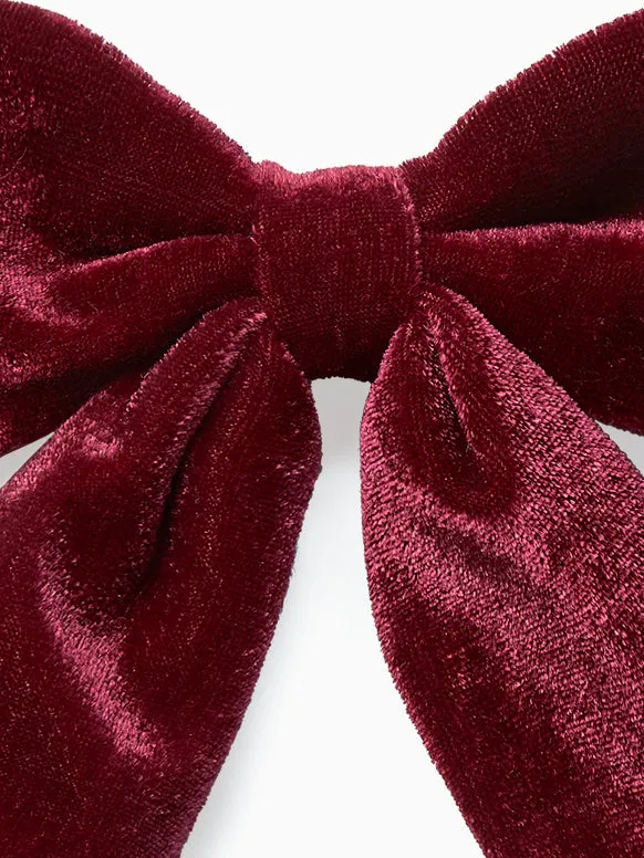 Burgundy Big Velvet Bow Girl Clip