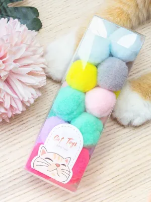 Cat Pom Pom Toy Soft Quiet Ball 20pcs 3cm Assorted 7 Colors