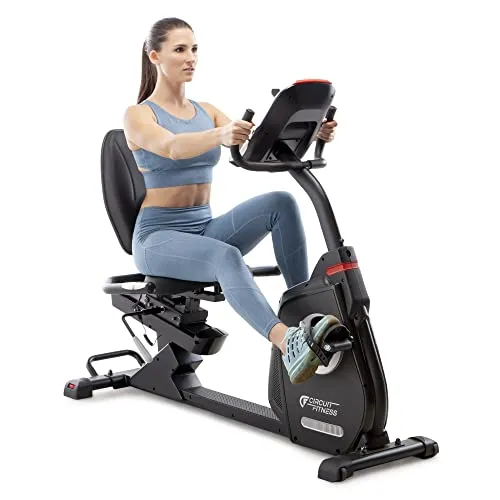 Circuit Fitness Recumbent Magnetic Exercise Bike with 15 Workout Programs, LCD and Heart Rate Monitor