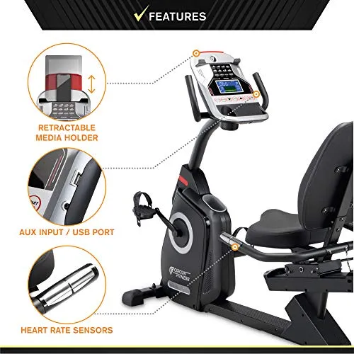 Circuit Fitness Recumbent Magnetic Exercise Bike with 15 Workout Programs, LCD and Heart Rate Monitor