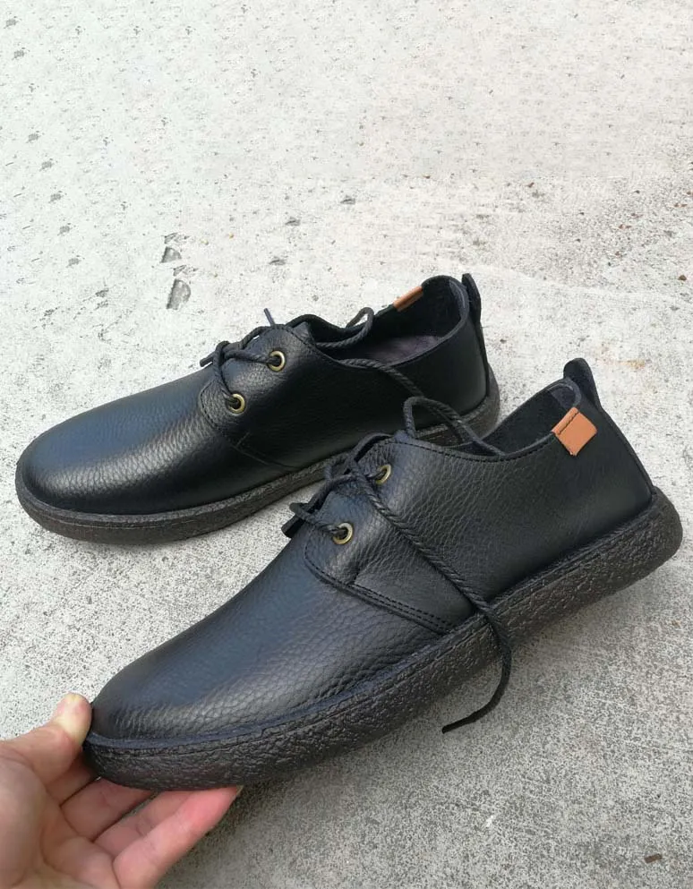 [Clearance] Genuine Leather Handmade Retro Men's Shoes (Black 38)