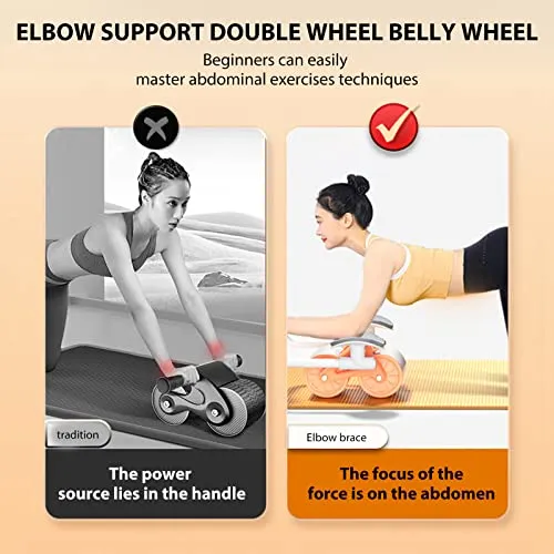 Elbow Support Automatic Rebound Abdominal Wheel，Ab Roller for Abdominal Exercise Machine，Abs Workout Equipment，Dolly Core Strengthening Trainer Fitness Belly Training