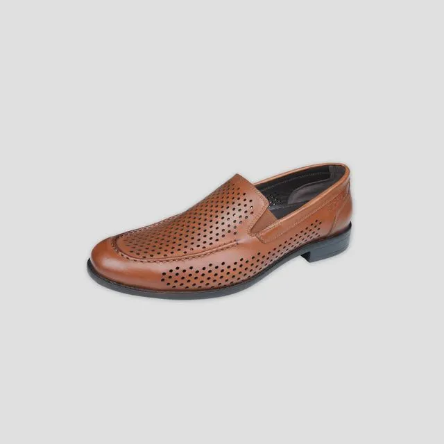 Ezok Tan Casual Leather Shoes For Men