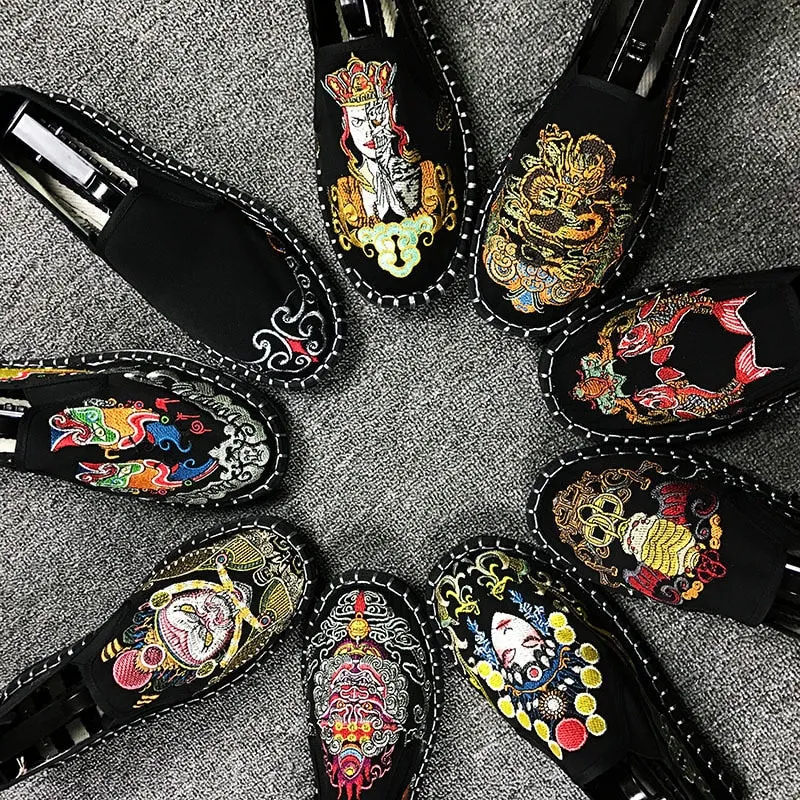 Fashion Women Men Flats Shoes Woman Man Canvas Light Hard-Wearing Rubber Canvas Embroidered Shoes Harajuku Espadrilles Loafers