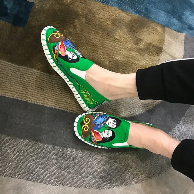 Fashion Women Men Flats Shoes Woman Man Canvas Light Hard-Wearing Rubber Canvas Embroidered Shoes Harajuku Espadrilles Loafers