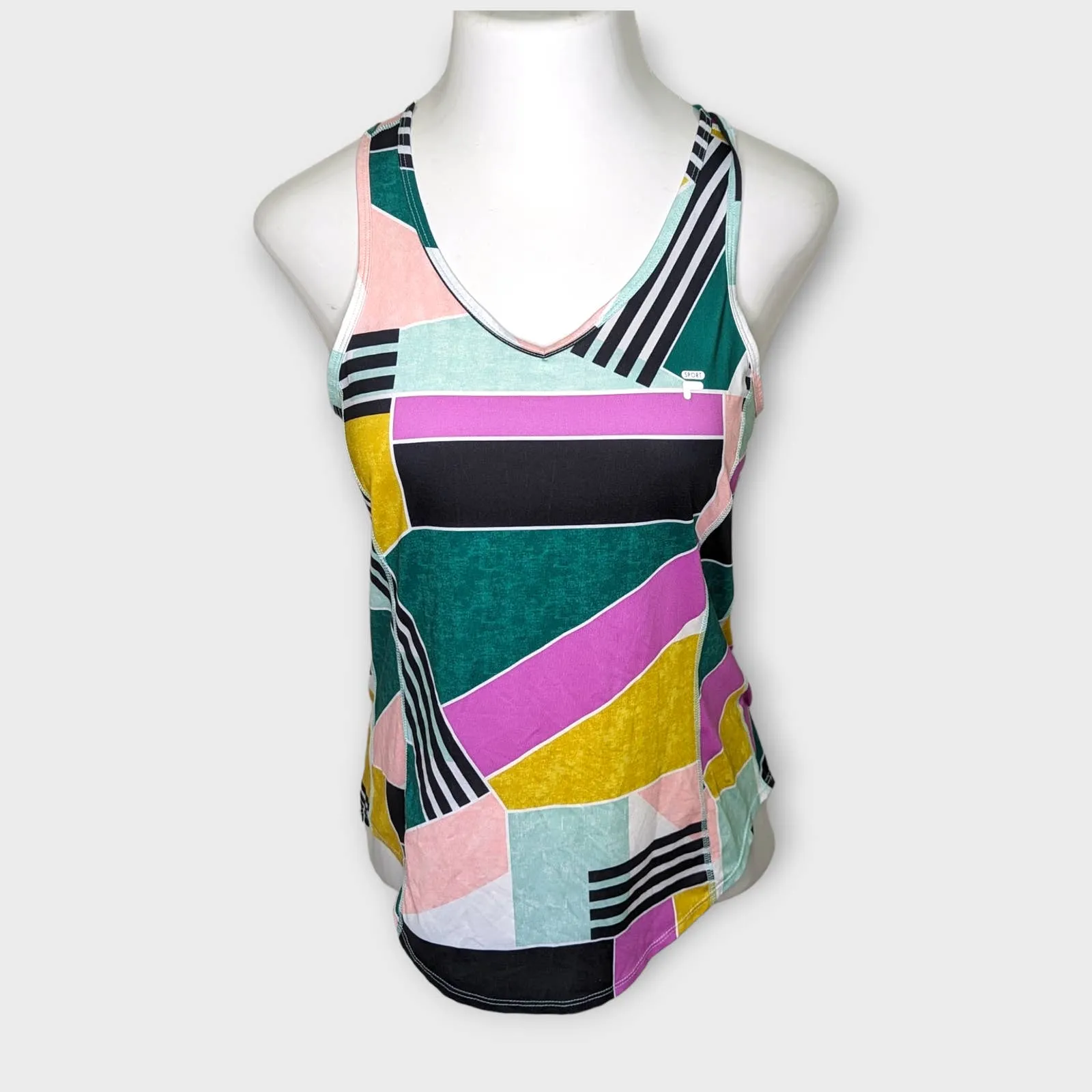 FILA Geometric Racerback Workout Tank Top Small Athleisure