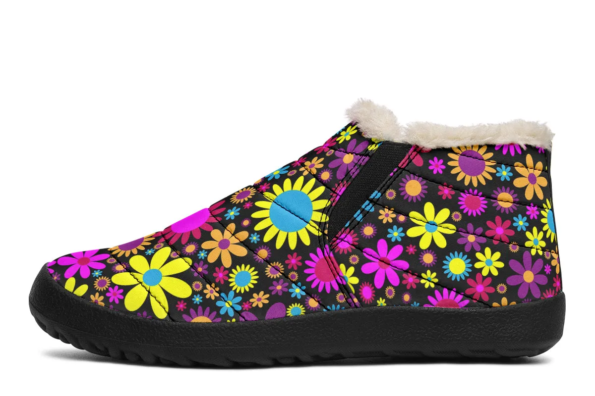 Funky Retro Flowers Winter Shoes