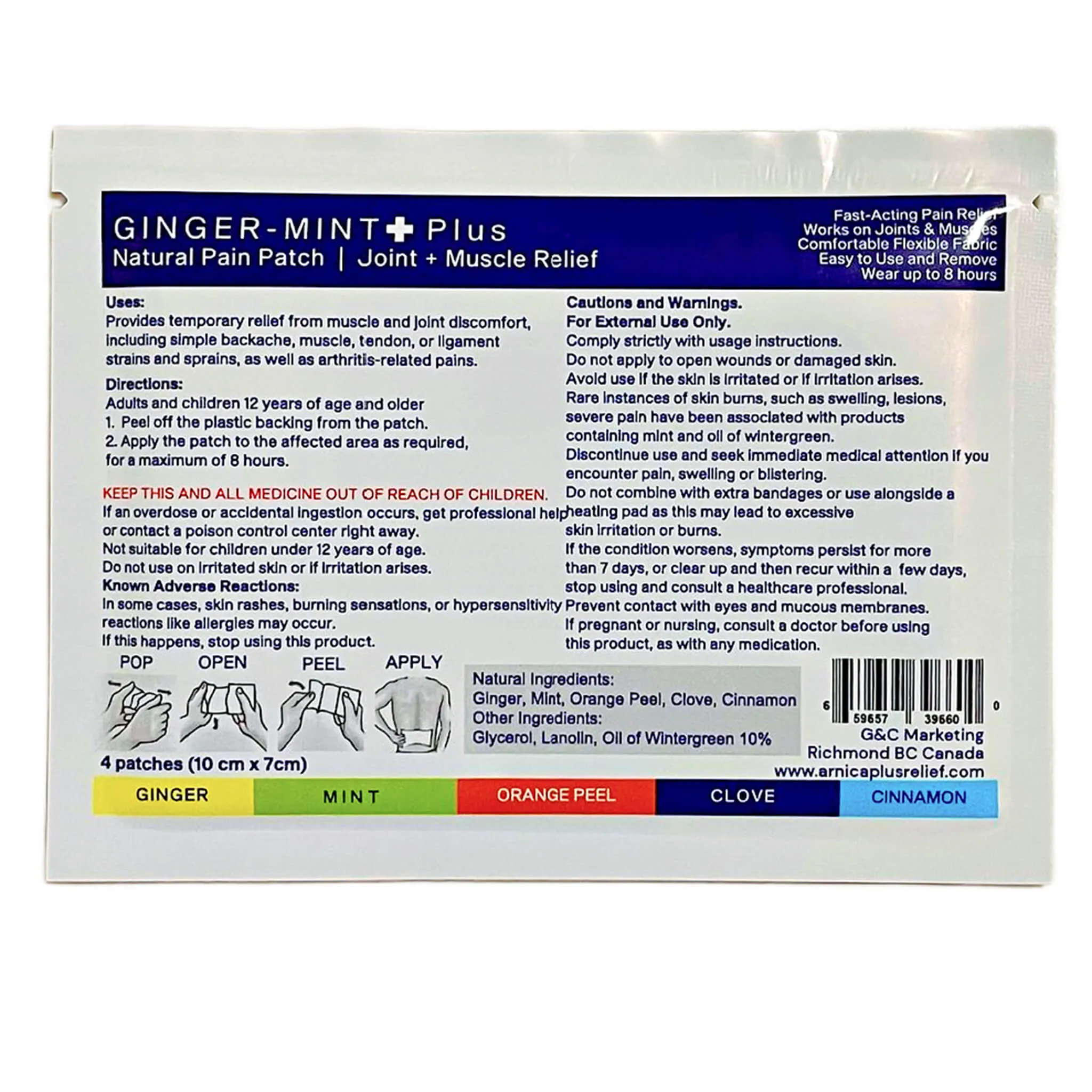 Ginger Mint Plus Natural Pain Patch