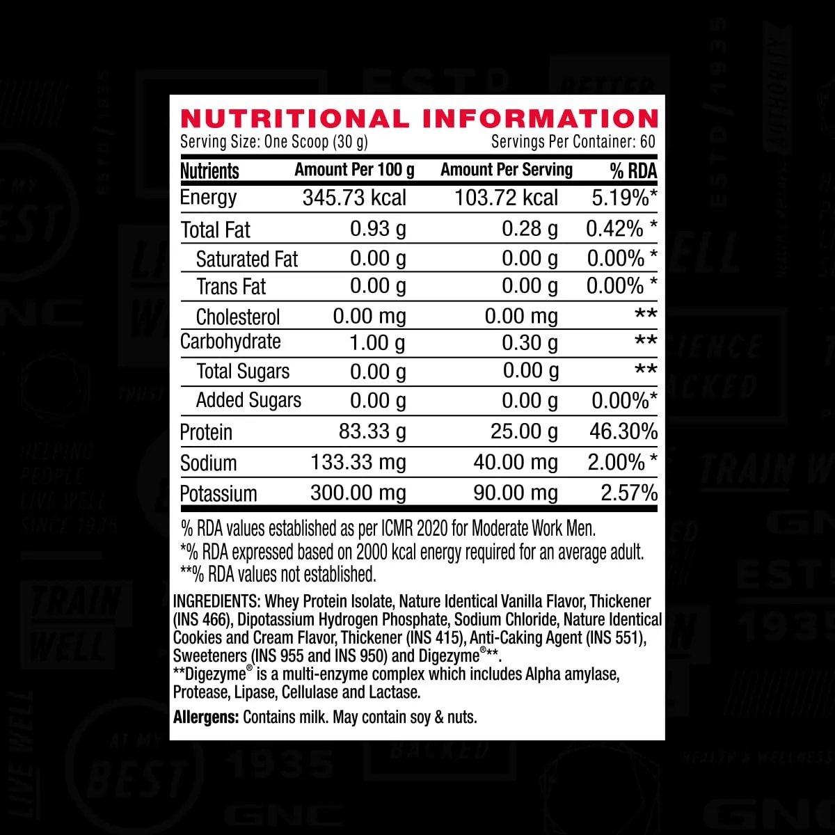 GNC AMP Pure Isolate | 4 lbs | Boosts Performance | Increases Strength & Muscles | DigeZyme® For Easy Digestion | Informed Choice Certified | 25g Protein | 5g BCAA | Vanilla Custard