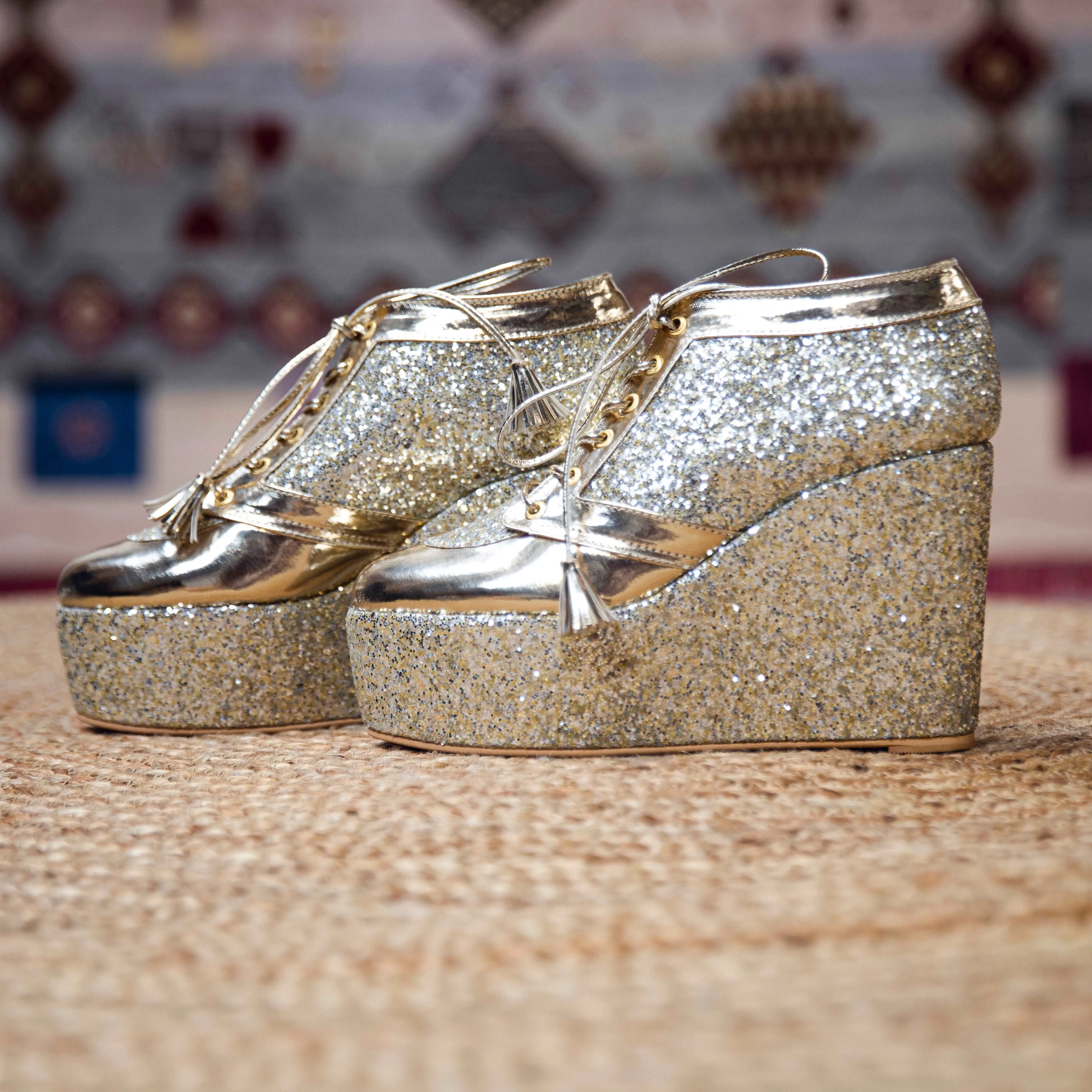 Gold Silver Bridal Sneaker Wedges - Customized Wedding Shoes | Tiesta