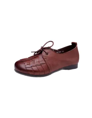 Hand-woven Non-slip Soft Leather Retro Flat Shoes