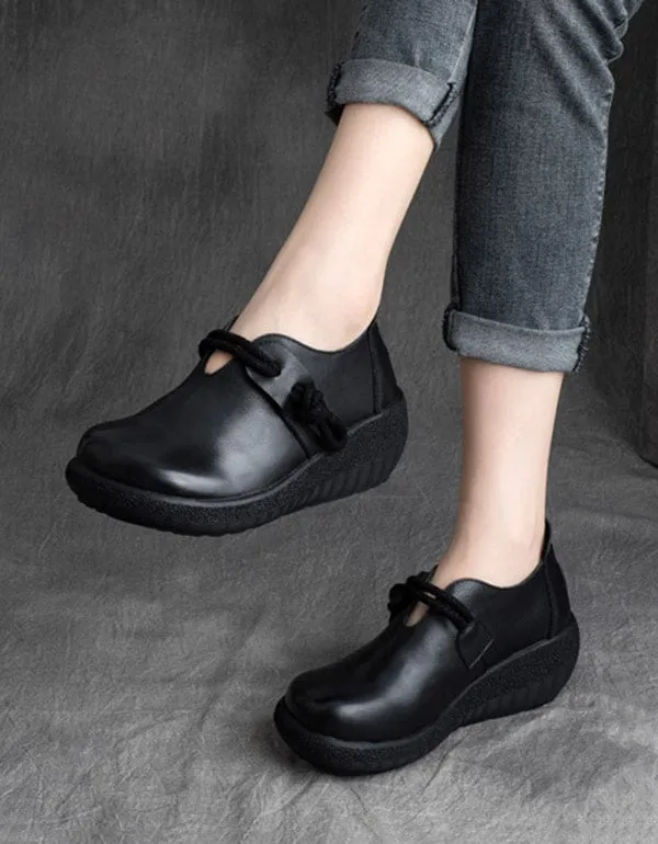 Handmade Retro Leather Waterproof Platform Shoes