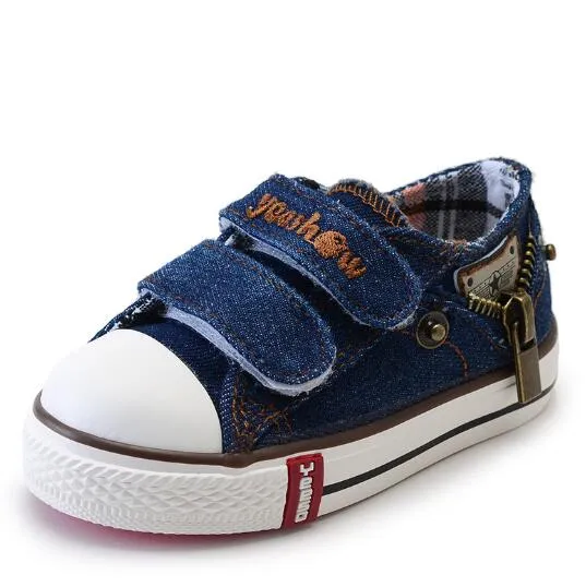 High Help Canvas Shoes Casual Kids Denim Side Zipper Boys Girls Sneakers