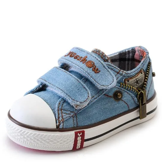 High Help Canvas Shoes Casual Kids Denim Side Zipper Boys Girls Sneakers