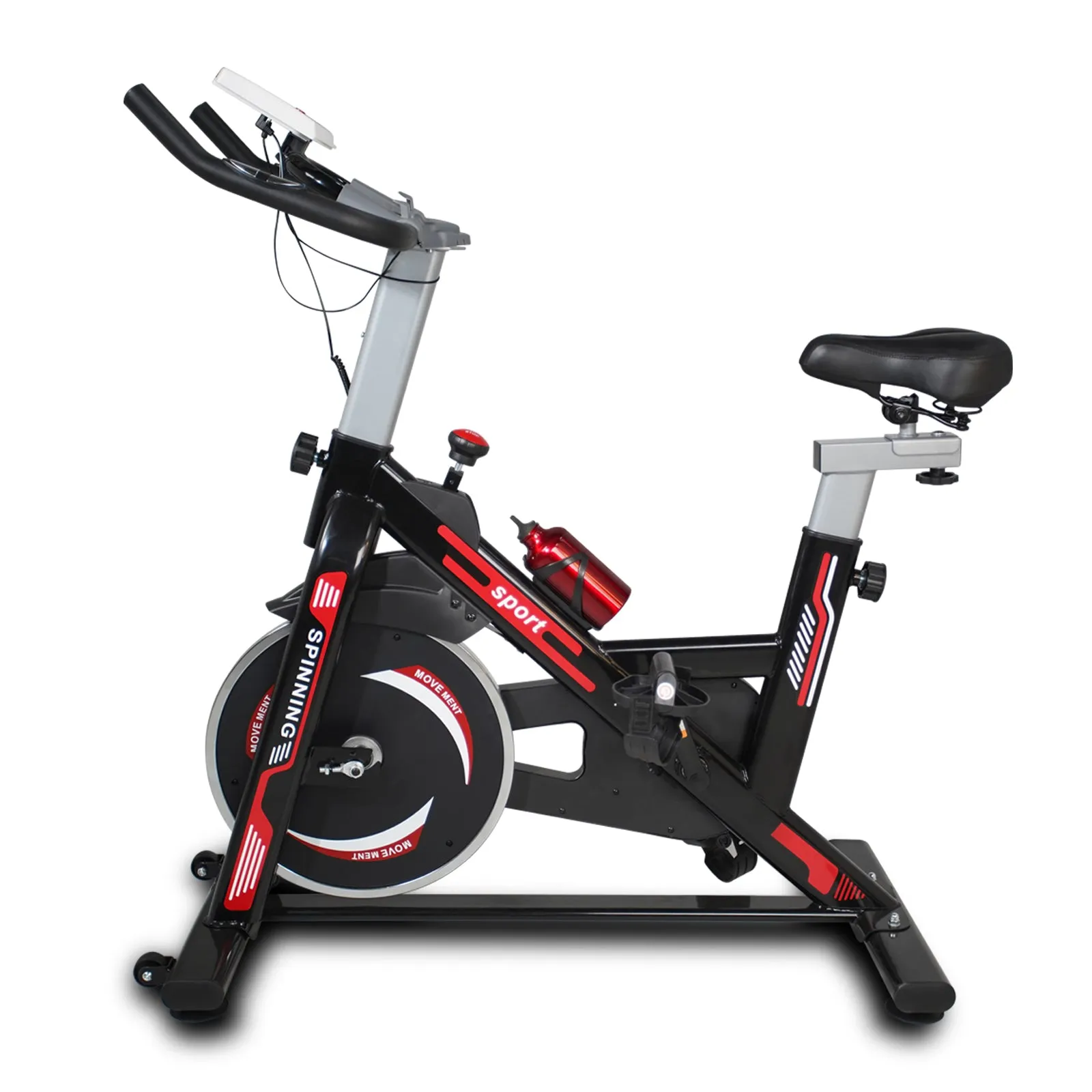 Indoor Exercise Bike Cycling Bike with Comfortable Seat Cushion Black Red