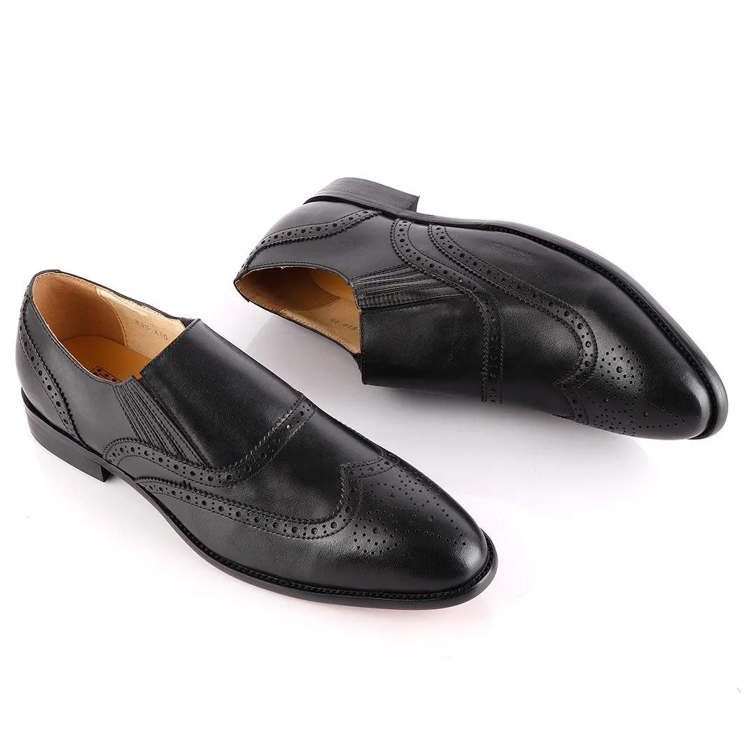 John Foster Black Shoe Brogue Slip On