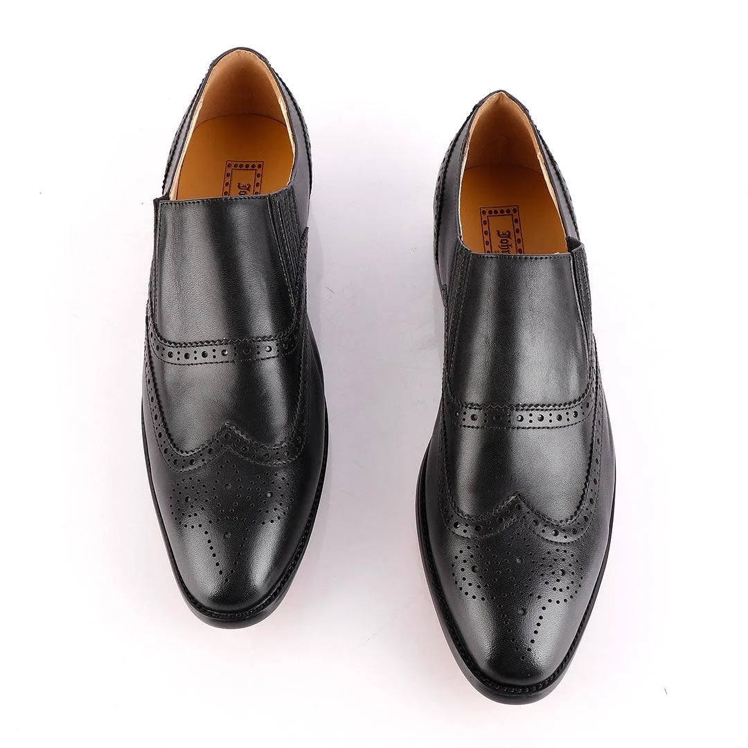 John Foster Black Shoe Brogue Slip On