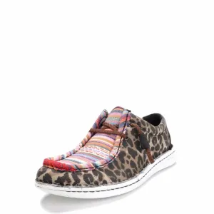 Justin Ladies Casual Moc Hazer Leapard Print/Multi Shoes JL173