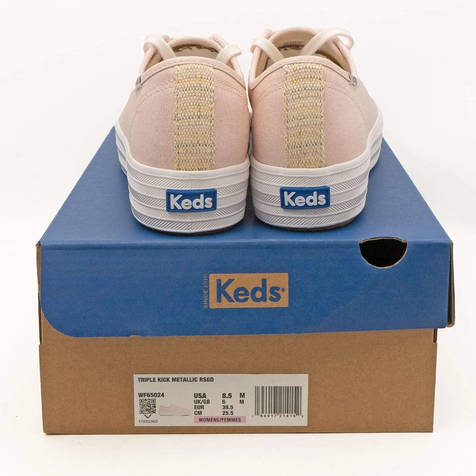 Keds Shoes Triple Kick Rose Gold Metallic Canvas Trainers