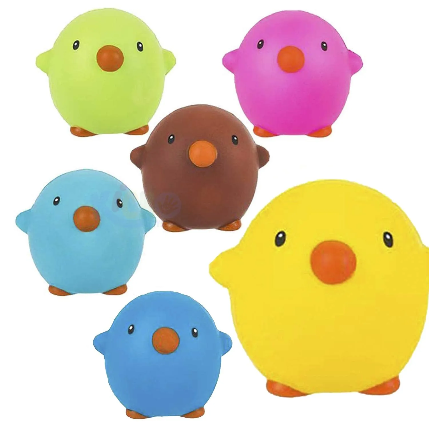 Kicko Easter Squish Chicky - Pack of 6 3 Inch Slow Rising Toy in Assorted Colors