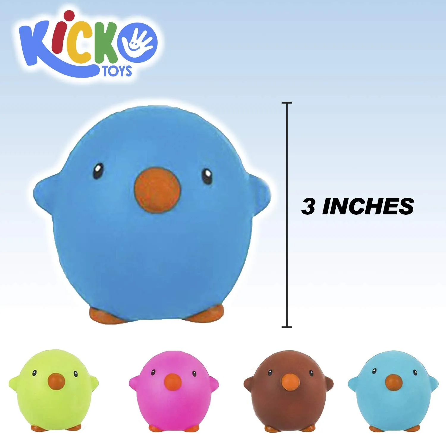 Kicko Easter Squish Chicky - Pack of 6 3 Inch Slow Rising Toy in Assorted Colors