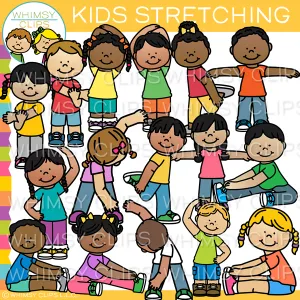 Kids Stretching Clip Art