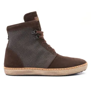 KITON Calfskin Suede Leather-Canvas High-Top Shoes Boots Sneakers US 9.5 NEW Box