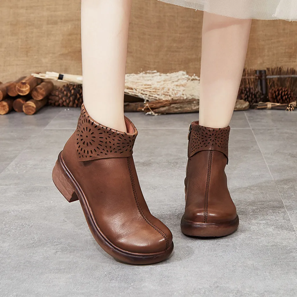 Leather Retro Handmade Short Boots | Gift Shoes