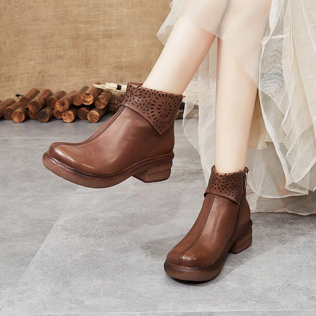 Leather Retro Handmade Short Boots | Gift Shoes