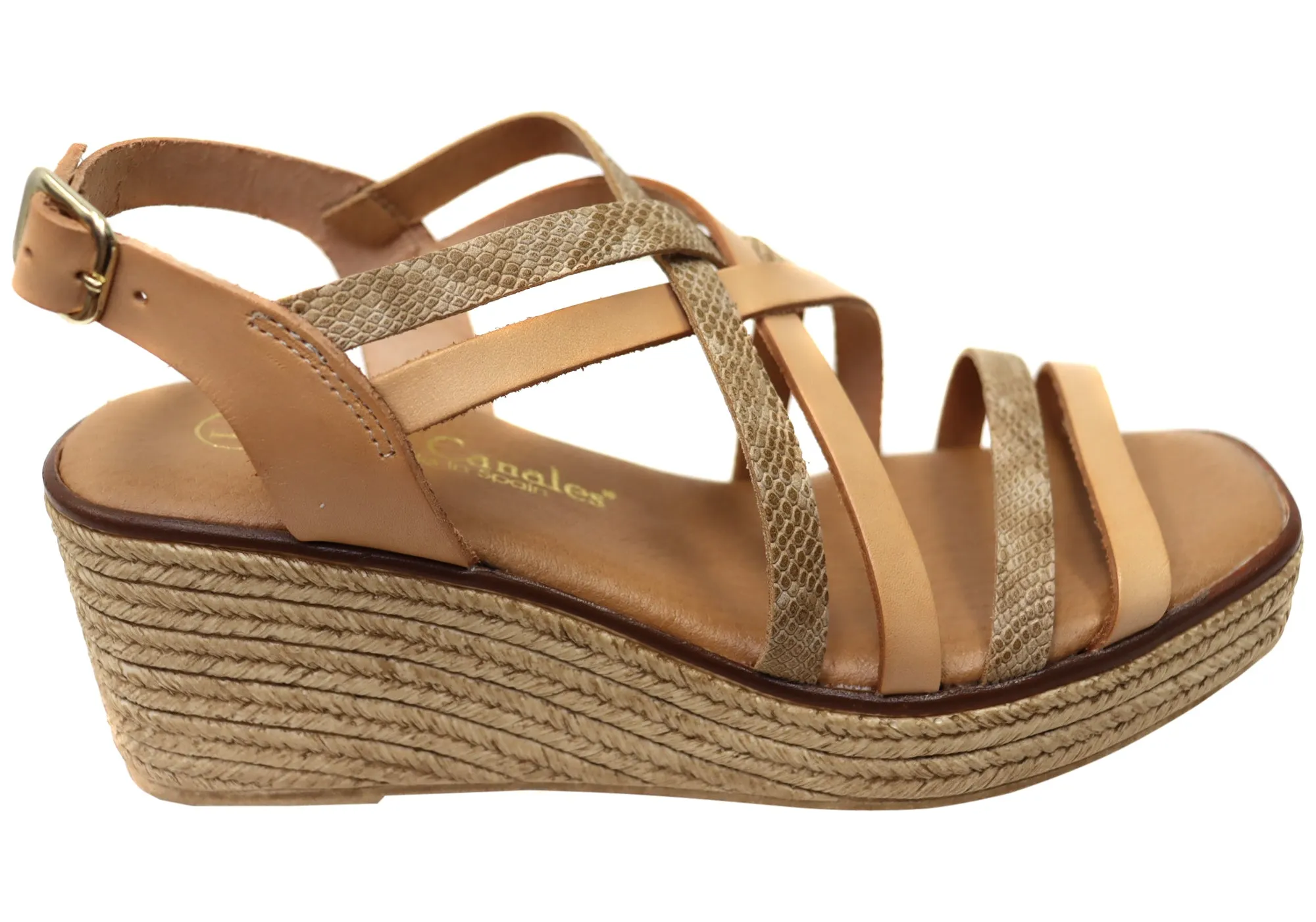 Lola Canales Cathy Womens Spanish Leather Wedge Sandals