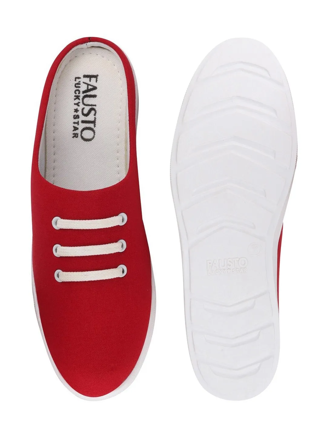 Men Red Casual Canvas Slip-On Shoes