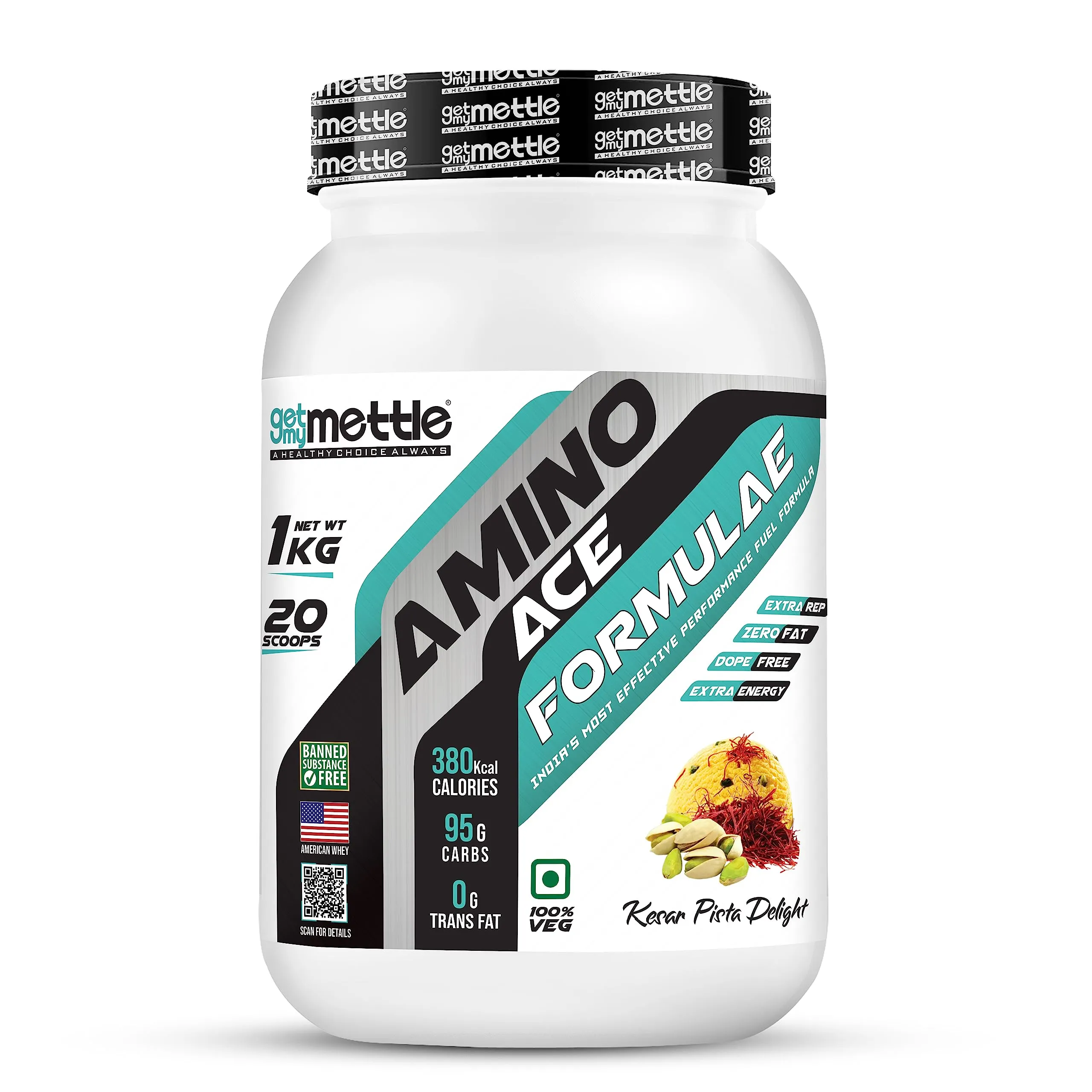 Mettle Amino Ace Formulae Carbs blend | Performance fuel (Kesar pista,1kg)