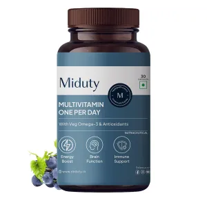 Miduty by Palak Notes Multivitamin, Multivitamin with Omega 3 Immunity Booster & Muscle Function Multivitamin for Men & Women, Multivitamin Supplement Multivitamin Pack - 30 Capsule