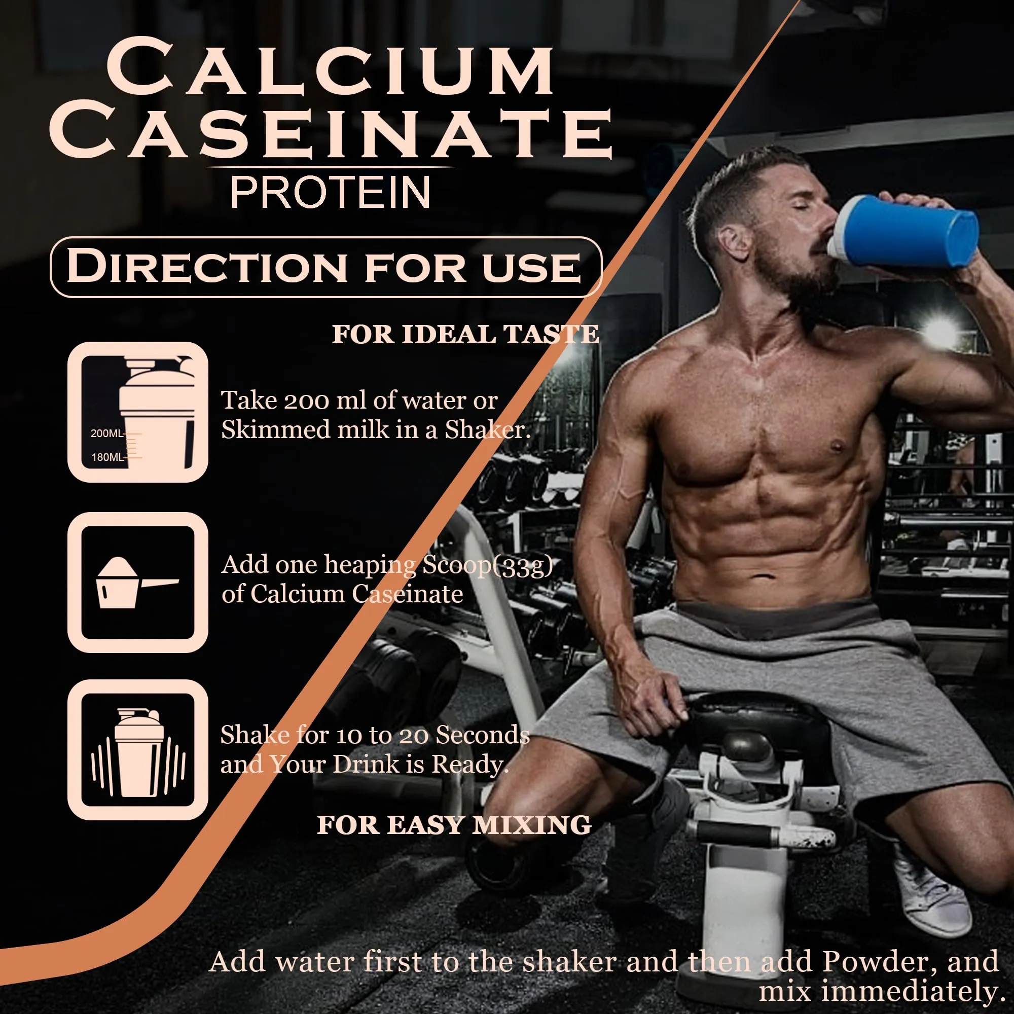 NAKPRO Calcium Caseinate | 27.88g Protein, 5.42g BCAA | Helps in Muscle Recovery | Slow Absorbing, Slow Digesting, Low Carbs Casein Protein Powder (2 Kg, Chocolate Cream)