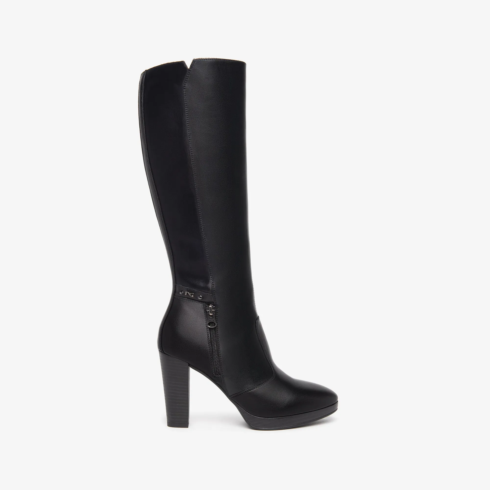 NEROGIARDINI KNEE-HIGH LEATHER BOOTS IN BLACK