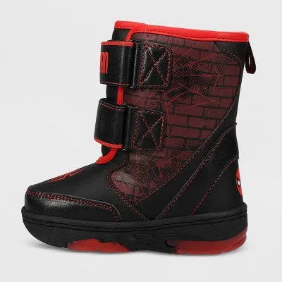 New - Marvel Toddler Boys' Spider-Man Winter Boots - Red/Black 9T