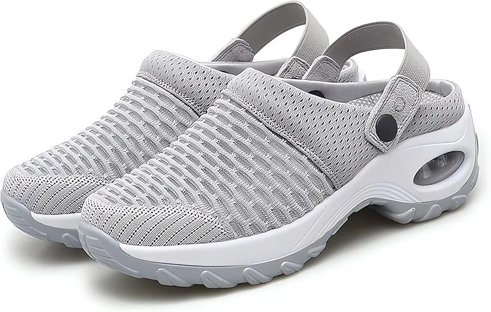 NEW Sz 8.5 Grey Air Cushion Orthopedic Slip on Shoes - Walking Shoes Orthopedic Diabetic Walking Shoes for Women Wide Width, Orthopedic Stretch Sandals Slippers for Women Arch Support