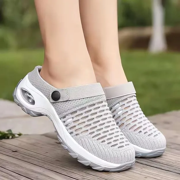 NEW Sz 8.5 Grey Air Cushion Orthopedic Slip on Shoes - Walking Shoes Orthopedic Diabetic Walking Shoes for Women Wide Width, Orthopedic Stretch Sandals Slippers for Women Arch Support