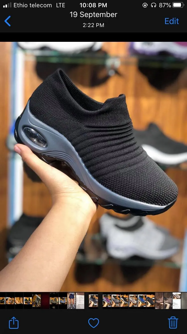 New Women's Everyday Walking Shoes Jet Black, slip on, non slip, air-cushioned soles come with airtight bubble balls that absorb pressure like a sponge,  Sz 8.5