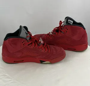 NIKE Men's Air Jordan 5 Retro Red Suede Basketball Shoes Size 13 136027-602